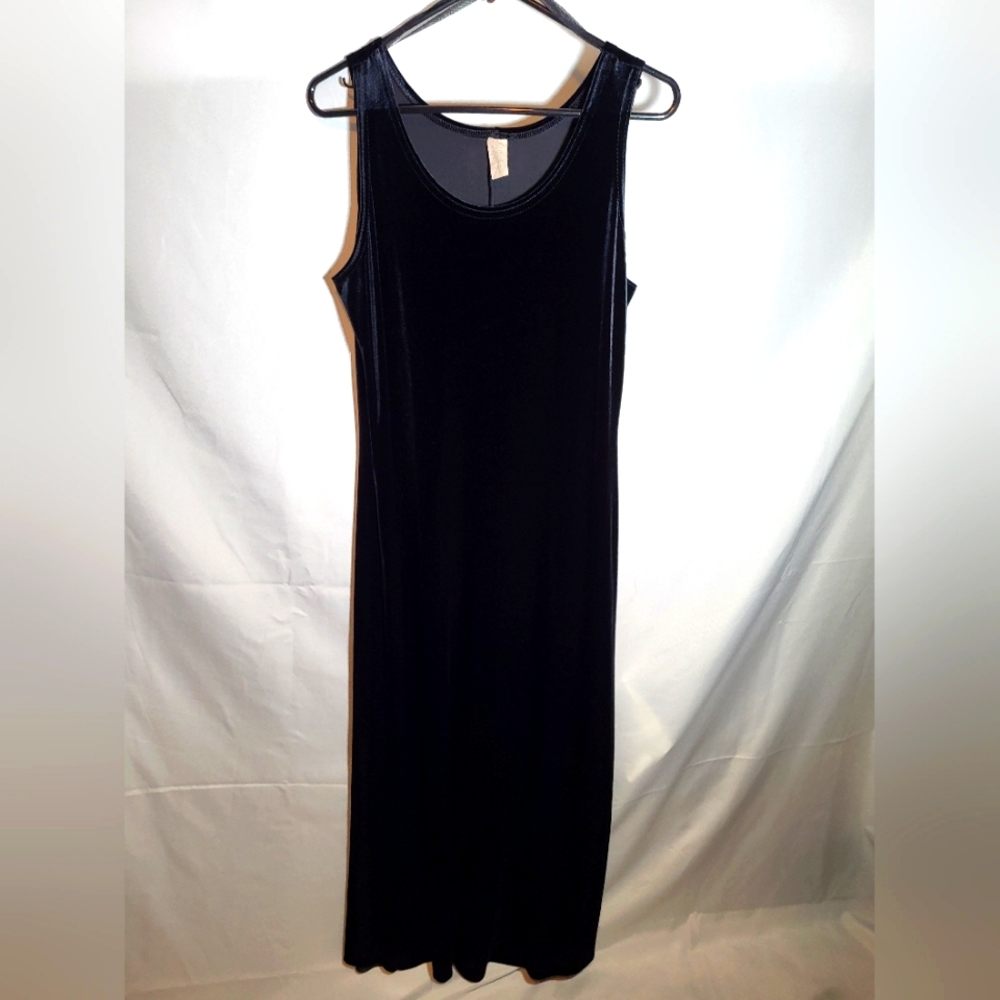 Vintage Slinky Black Velvet Dress Womans Size 12